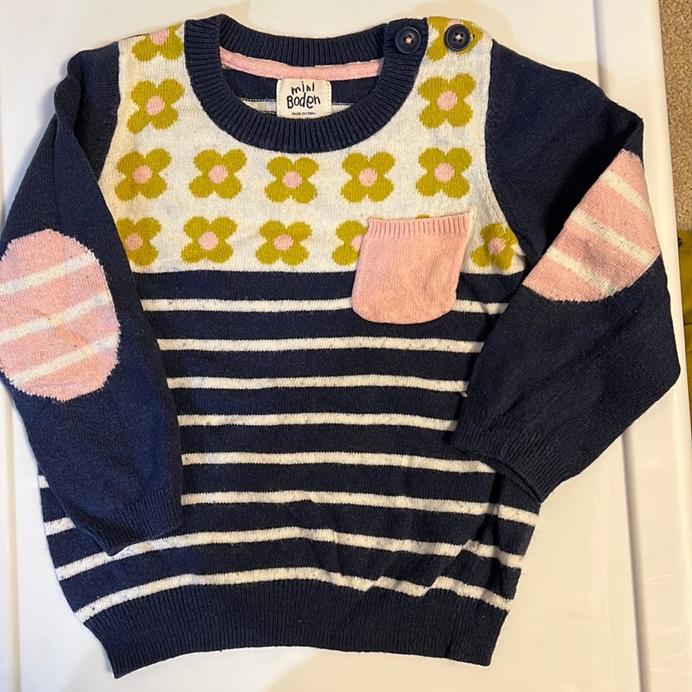 Mini Boden stripe flower sweater